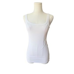 Theory Len Tubular Jersey White Scoop Neck Stretch minimalist Tank Top Size S